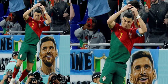 Ronaldo'nun gol sevinci sırasında Messi'li tarihi fotoğraf!