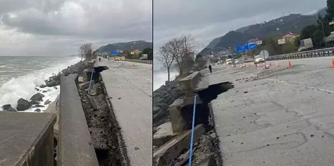 Karadeniz Sahil Yolu'nda fırtınanın verdiği hasar ortaya çıktı