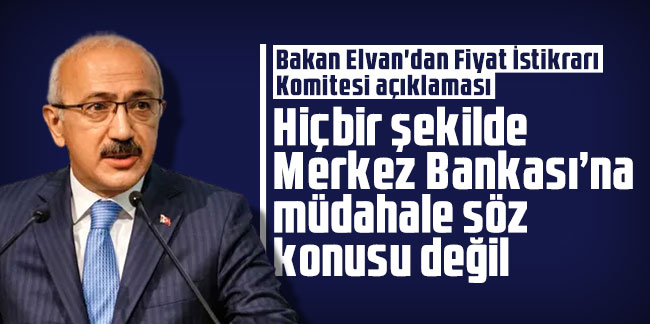 Bakan Elvan'dan Fiyat İstikrarı Komitesi açıklaması: Hiçbir şekilde Merkez Bankası’na müdahale söz konusu değil