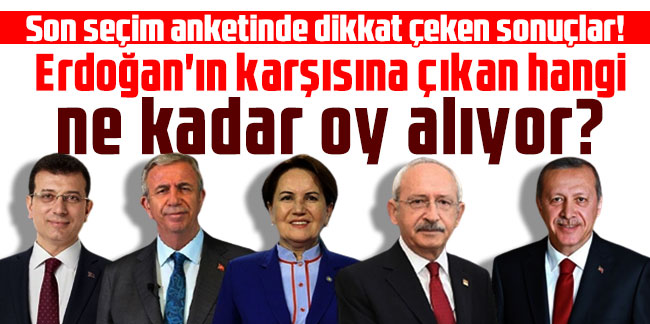 Son seçim anketinde dikkat çeken sonuçlar! Erdoğan'ın karşısına çıkan hangi ne kadar oy alıyor?