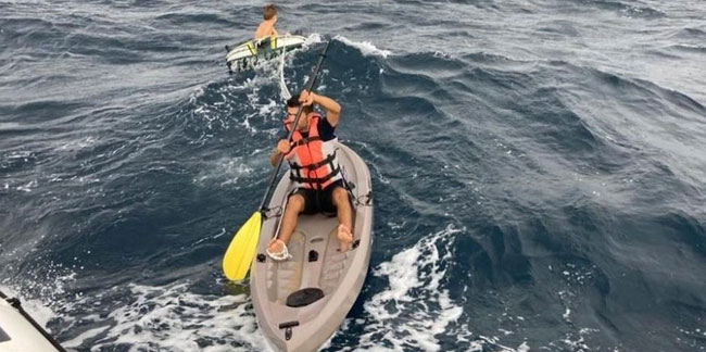 Şişme bot ile denizde sürüklenen çocukları Sahil Güvenlik kurtardı!