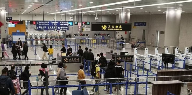 Şanghay havalimanında 186 kişi karantina altına alındı