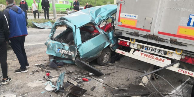Trabzon’da trafik kazası 1 ölü, 2 yaralı