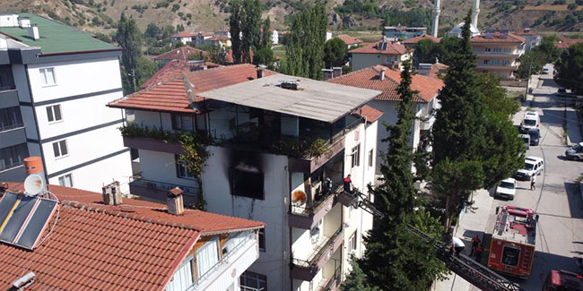 Amasya'da üç katlı binada korkutan yangın