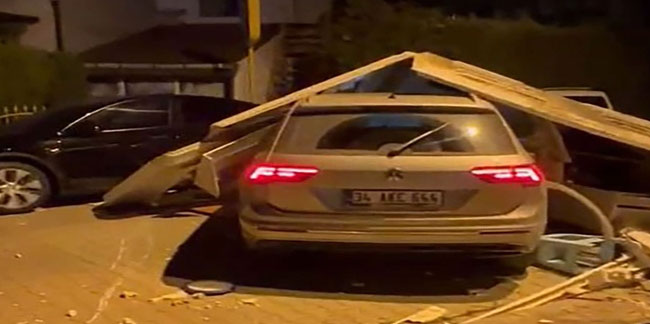 Bakırköy'de çocuk sürücü kaza yaptı, polis nöbet klubesini devirdi! O anlar güvenlik kamerasına yansıdı
