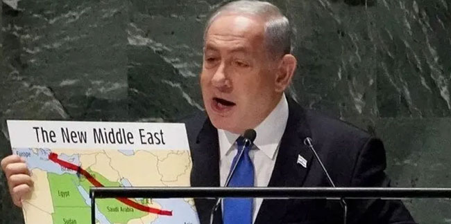 Netanyahu’dan BM'de Filistin'siz harita!