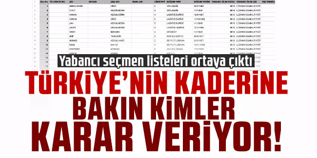 Yabancı seçmen listeleri ortaya çıktı! Türkiye'nin kaderine bakın kimler karar veriyor