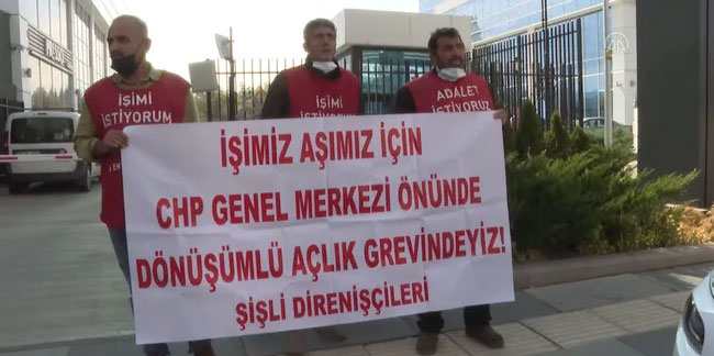 İşçiler CHP önünde açlık grevine başladı