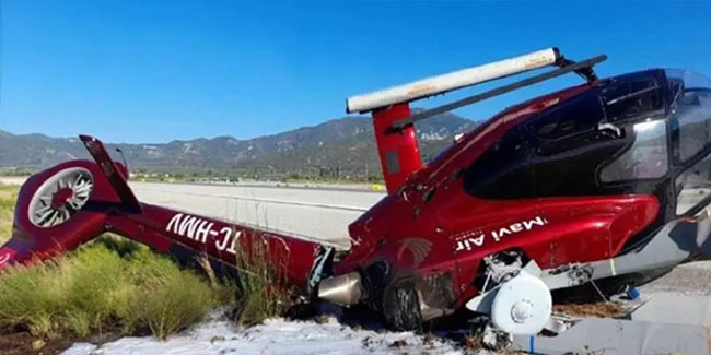 Sisam Adası’nda Türk şirkete ait helikopter düştü