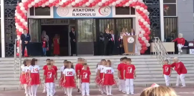 Okuldaki Cumhuriyet Bayramı kutlamasında skandal görüntü