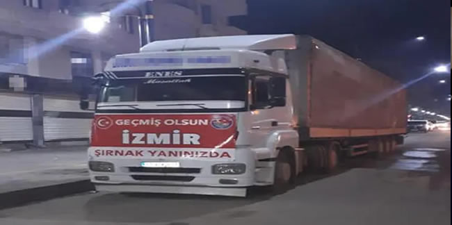 Şırnak'tan depremin yaşandığı İzmir'e 1 TIR gıda yardımı