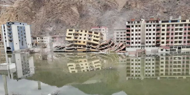 Yusufeli’nde baraj suları terk edilen binalara girdi!