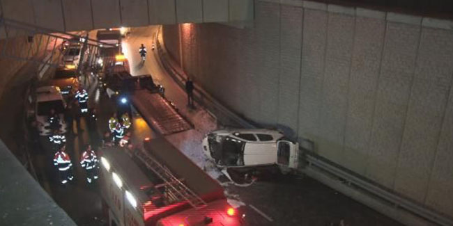 Kontrolden çıkan otomobil 10 metrelik köprüden uçtu: 1 yaralı