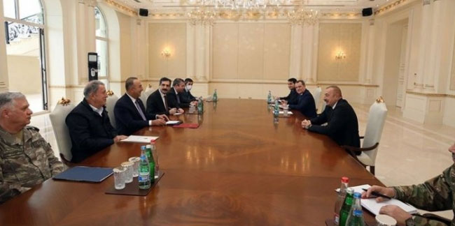 Azerbaycan Cumhurbaşkanı Aliyev, Çavuşoğlu ve Akar'ı kabul etti