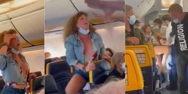 Kadın yolcu maske kavgasında rezalet çıkardı!
