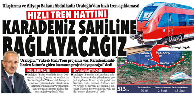 Ulaştırma ve Altyapı Bakanı Abdulkadir Uraloğlu’dan hızlı tren açıklaması!
