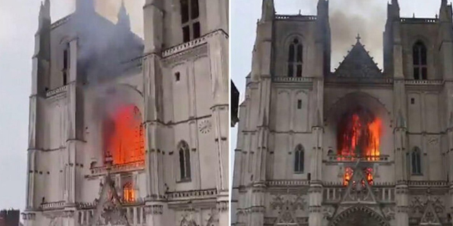 Nantes kentindeki katedralde yangın