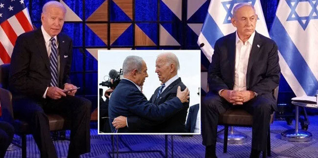 Biden ile Netanyahu açıklama yaparken ortalık karıştı. Hemen müdahale edildi