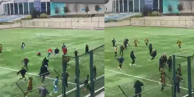 Amatör lig maçında taraftarlar sahaya inip futbolculara saldırdı