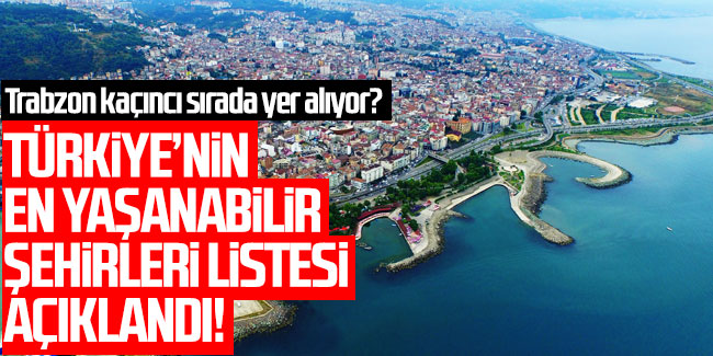 Türkiye'nin en yaşanabilir şehirlerinde, Trabzon 10. sırada yer aldı