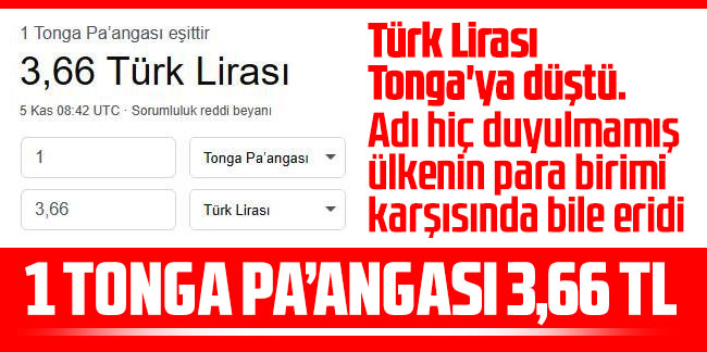 Türk Lirası Tonga'ya düştü. Adı hiç duyulmamış ülkenin para birimi karşısında bile eridi