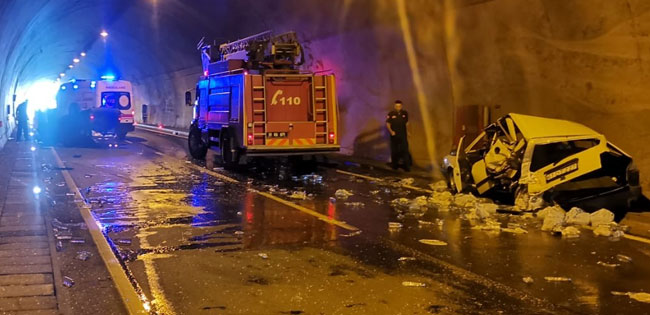 Araklı Tüneli içinde kaza: 3 yaralı