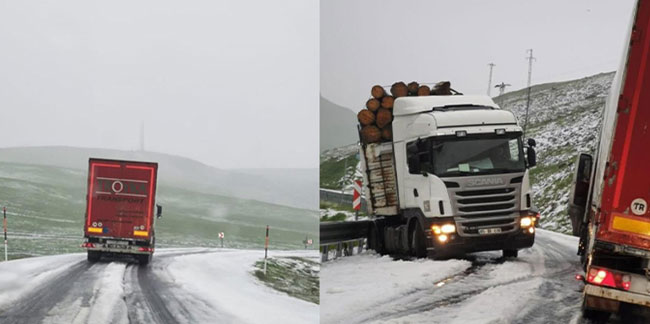 Karadeniz'i Doğu Anadolu'ya bağlayan geçide kar yağdı! Sürücüler zor anlar yaşadı