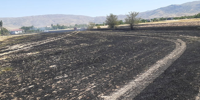 Elazığ’da yangın,arpa ekili arazi kül oldu