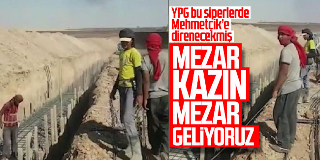 YPG'li teröristler siper kazmaya başladı