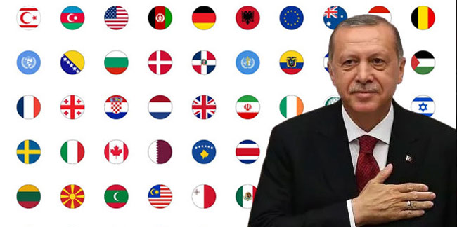 Erdoğan, Türkiye'ye destek veren ülkeleri paylaştı