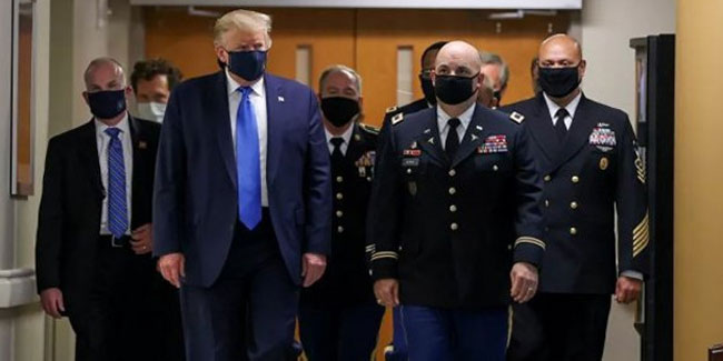 ABD Başkanı Trump ilk kez maske taktı!