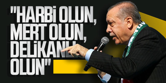 Cumhurbaşkanı Erdoğan: ''Harbi olun, mert olun, delikanlı olun''