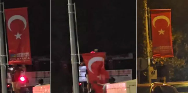 Türk bayrağına adını yazdırdı! Valilik: Soruşturma başlatıldı