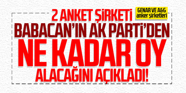 2 anket şirketi Babacan'ın AK Parti'den ne kadar oy alacağını açıkladı! 