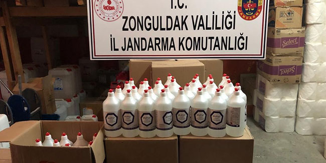 Zonguldak'ta 768 adet 1 litrelik sahte dezenfektan ele geçirildi