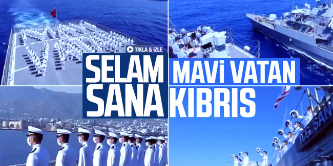 Harbiyelilerden Mavi Vatan selamı: 30 Ağustos'u Kıbrıs açıklarında kutladılar 