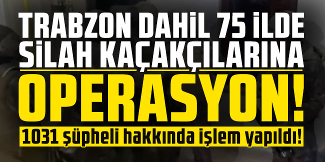 Trabzon dahil 75 ilde silah kaçakçılarına operasyon! 1031 şüpheli hakkında işlem yapıldı!
