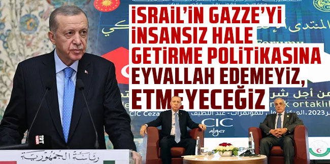 Erdoğan: İsrail'in Gazze'yi insansız hale getirme politikasına eyvallah edemeyiz, etmeyeceğiz