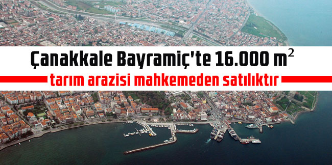 Çanakkale Bayramiç'te 16.000 m² tarım arazisi mahkemeden satılıktır