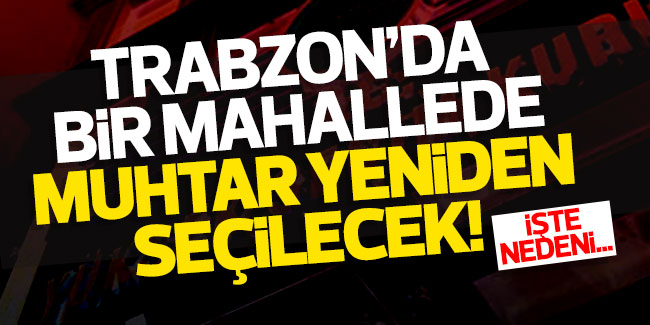 Trabzon'da bu mahallede muhtar yeniden seçilecek!