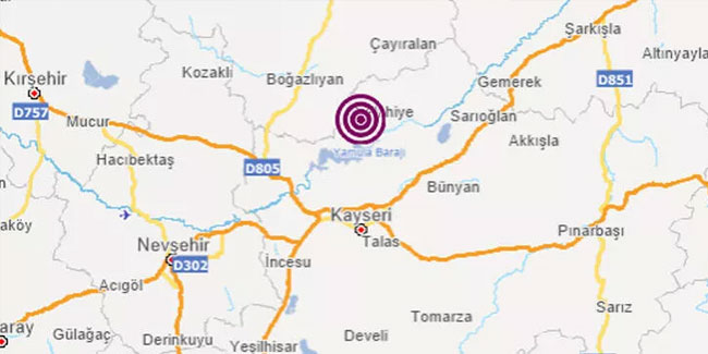 Kayseri'de 3.9 büyüklüğünde deprem