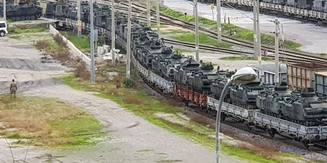 Trenle gelen askeri araçlar sınıra gitti