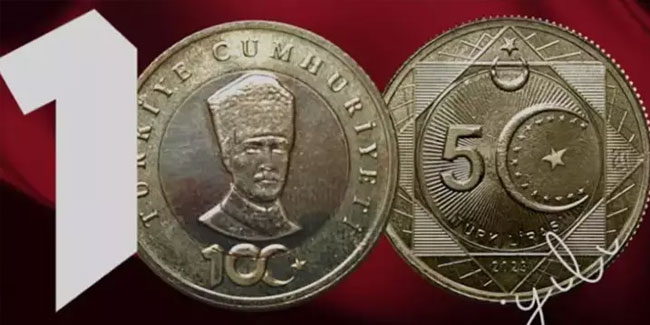 Cumhuriyetin 100. yılına özel 5 Türk lirası madeni paralar tedavüle giriyor!