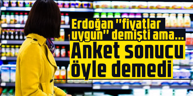 Cumhurbaşkanı Erdoğan ''fiyatlar uygun'' demişti ama... Anket sonucu öyle demedi