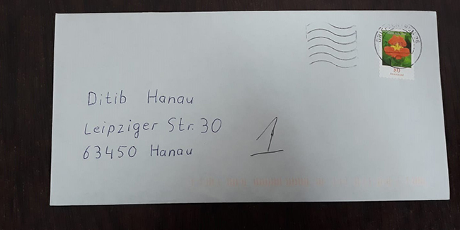  Hanau’da camiye tehdit mektubu