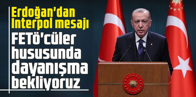 Erdoğan'dan Interpol mesajı: FETÖ'cüler hususunda dayanışma bekliyoruz