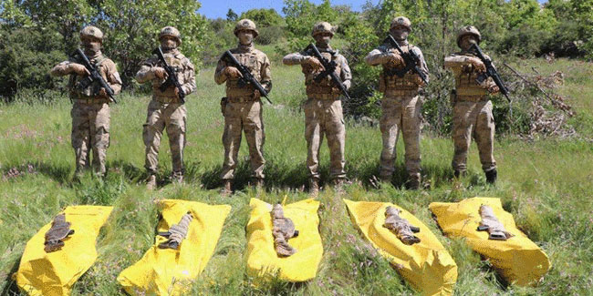 Bakan Soylu paylaştı: 5 terörist sarı torbada!
