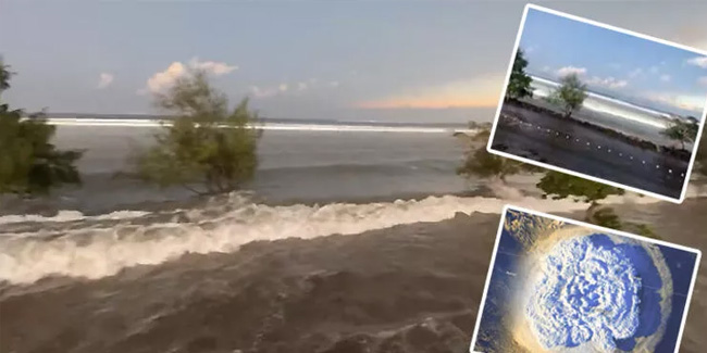 Patlama 800 km'den duyuldu! Tsunami dalgaları kıyıyı vurdu