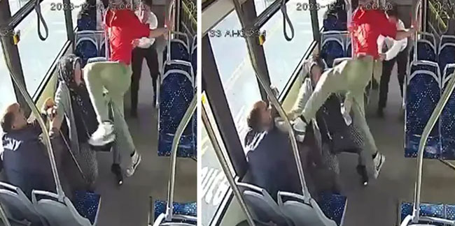 Belediye otobüsünde dehşet anları: Lise müdürü ile oğlu tartıştıkları yaşlı çifti dövdü