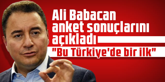 Ali Babacan anket sonuçlarını açıkladı: "Bu Türkiye'de bir ilk"